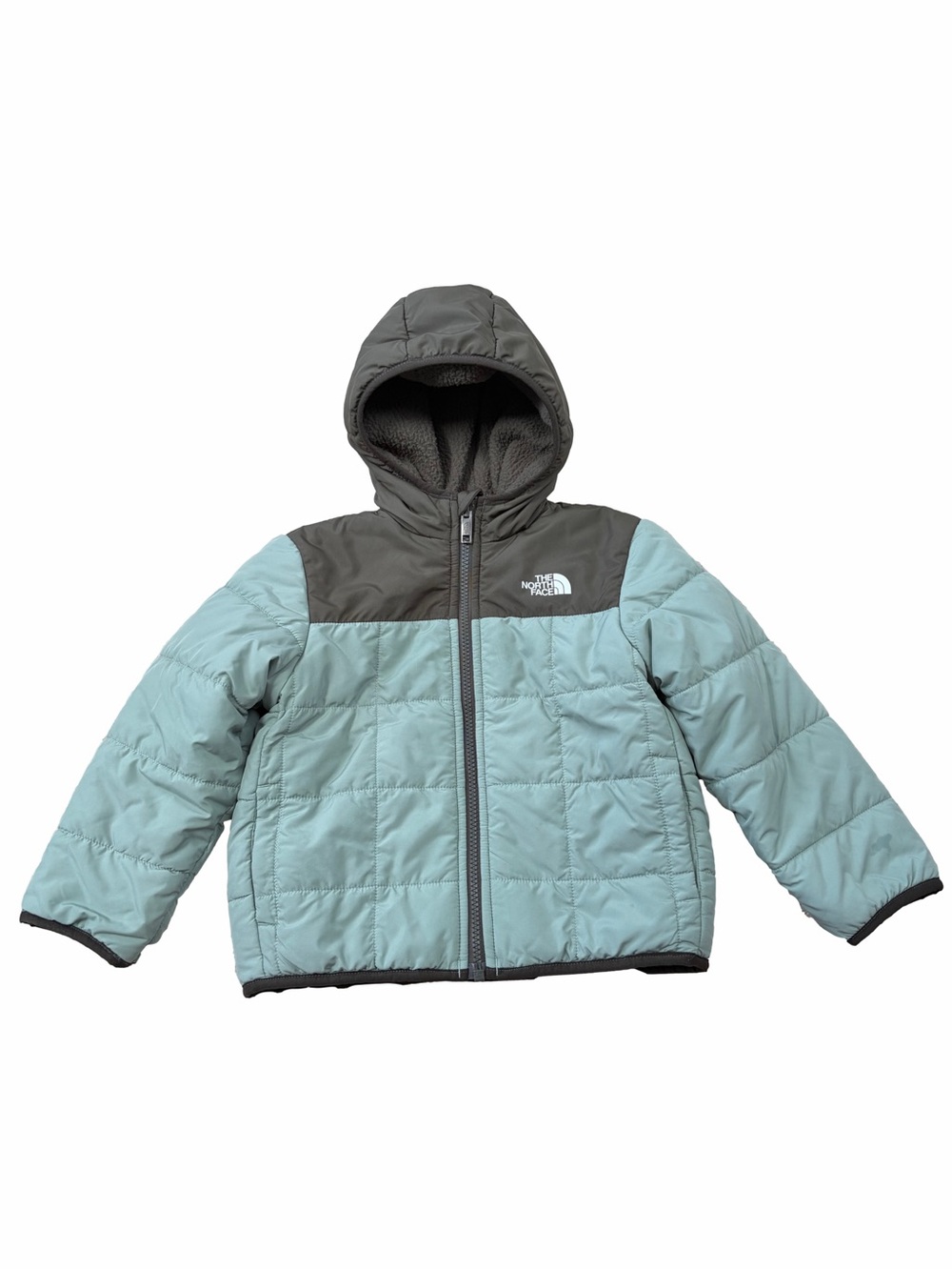 The North Face Size 4T Green Reversible Shasta Full Zip Insulated Hooded Jacket